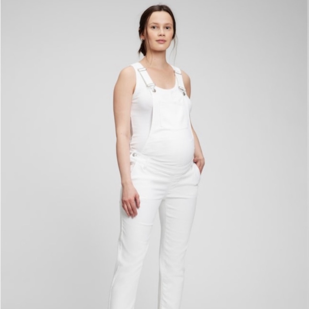 GAP Maternity White Denim Overalls Size Medium